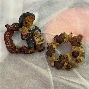 Boyds Bears Brooch Set - Brown and Red